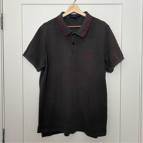 U.S. Polo Assn. Polo Shirt Mens Size XL Gray Short Sleeve 1/4 Button Collared - Picture 1 of 12